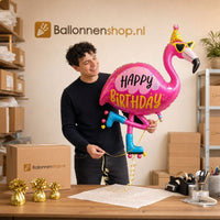 Happy Birthday Flamingo XL Ballon - Ballonnenshop.nl