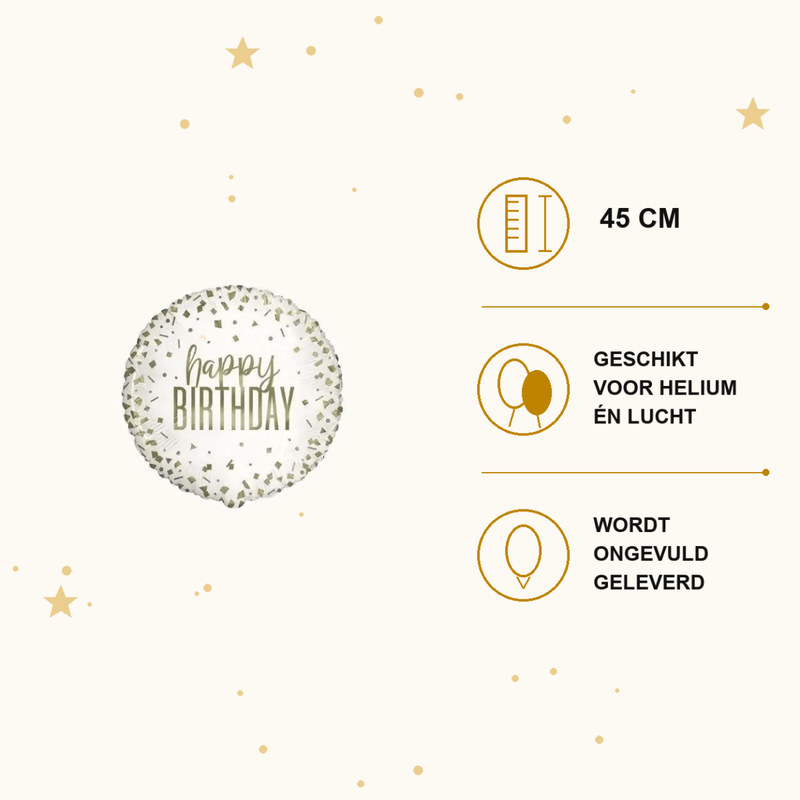 Happy Birthday Folie Ballon Goud 45 cm - Ballonnenshop.nl