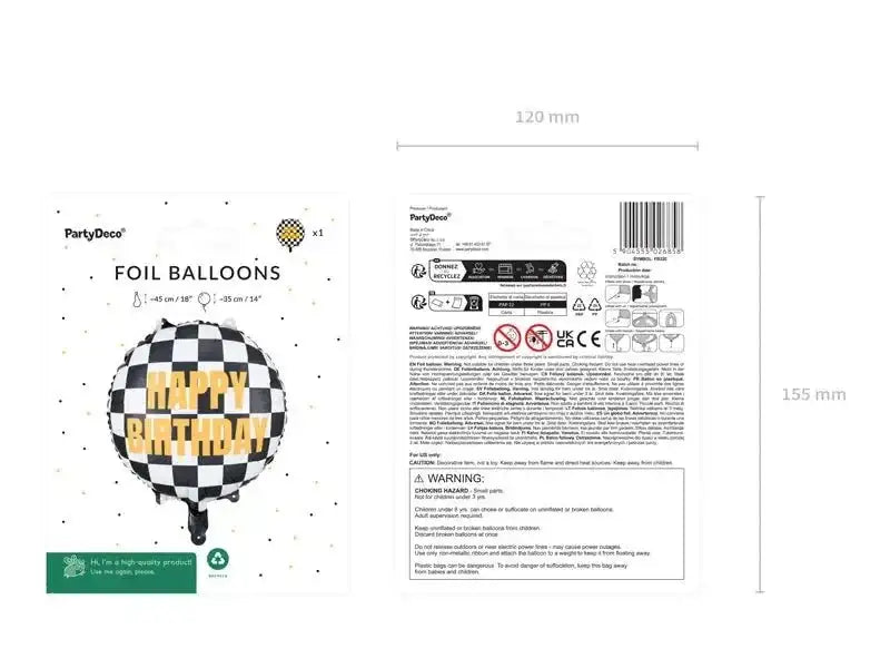 Happy Birthday Geblokte Vlag Folie Ballon - 45 cm - Ballonnenshop.nl