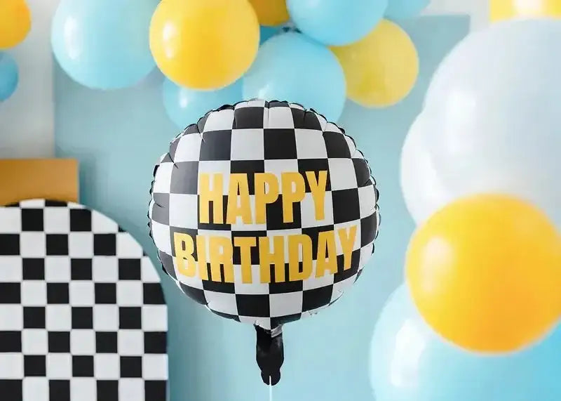Happy Birthday Geblokte Vlag Folie Ballon - 45 cm - Ballonnenshop.nl