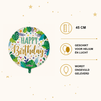 Happy Birthday Jungle Folie Ballon - 45 cm - Ballonnenshop.nl
