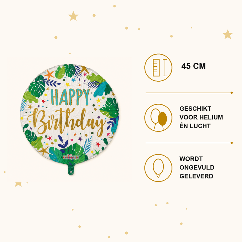 Happy Birthday Jungle Folie Ballon - 45 cm - Ballonnenshop.nl