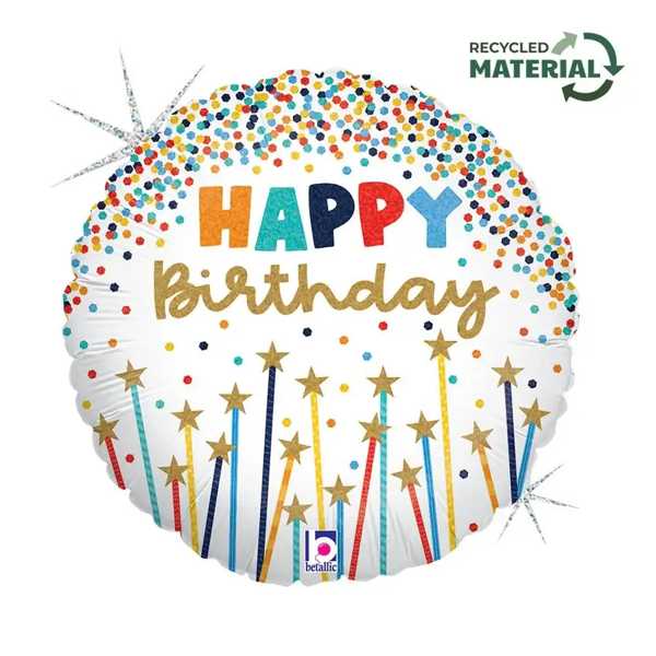 Happy Birthday Kaarsen Helium Ballon - Gevuld Met Helium - 45 cm - Ballonnenshop.nl