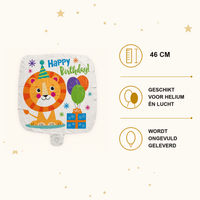 Happy Birthday Leeuw Folie Ballon - 46 cm - Ballonnenshop.nl