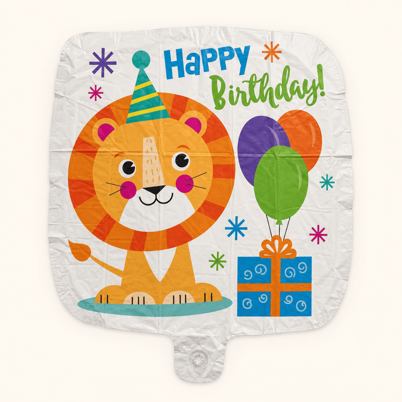 Happy Birthday Leeuw Folie Ballon - 46 cm - Ballonnenshop.nl