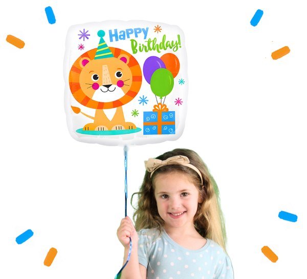 Happy Birthday Leeuw Helium Ballon - Gevuld Met Helium - 46 cm - Ballonnenshop.nl