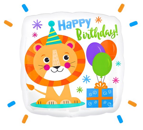 Happy Birthday Leeuw Helium Ballon - Gevuld Met Helium - 46 cm - Ballonnenshop.nl