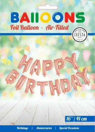 Happy Birthday Letter Ballonnen Rose Goud 41 cm - Ballonnenshop.nl