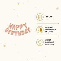 Happy Birthday Letter Ballonnen Rose Goud 41 cm - Ballonnenshop.nl