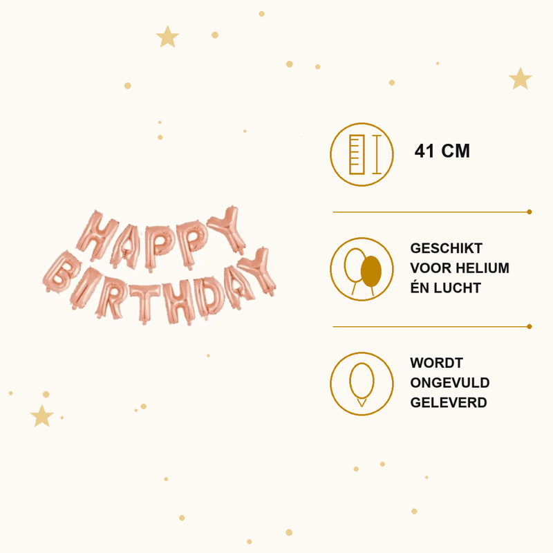 Happy Birthday Letter Ballonnen Rose Goud 41 cm - Ballonnenshop.nl