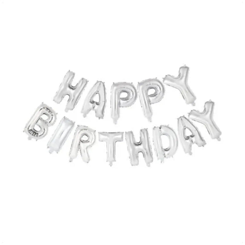 Happy Birthday Letter Ballonnen Zilver 41 cm - Ballonnenshop.nl