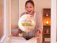 Happy Birthday Marmer Ballon - Gevuld Met Helium - 46 cm - Ballonnenshop.nl
