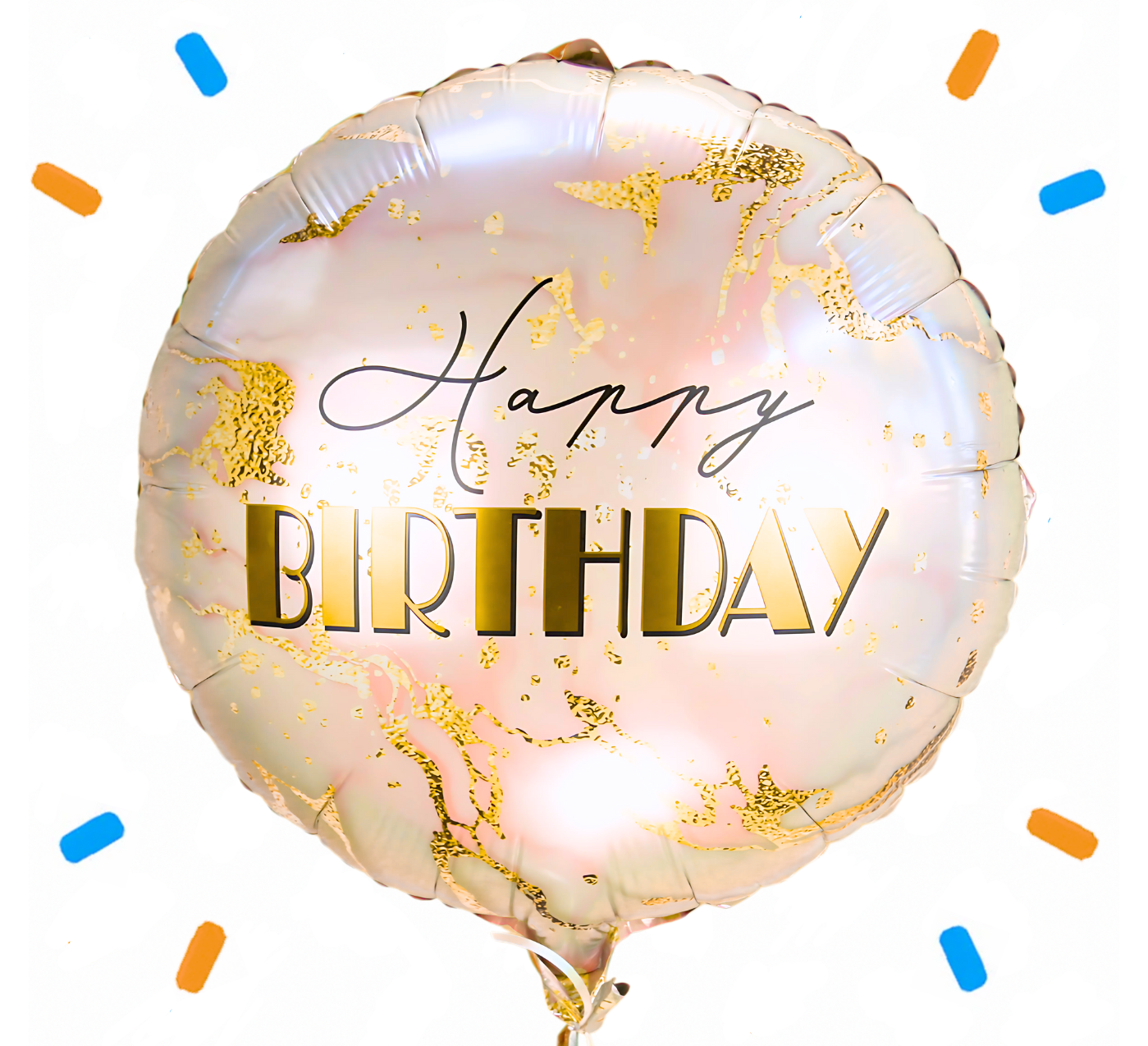 Happy Birthday Marmer Helium Ballon - Gevuld Met Helium - 46 cm