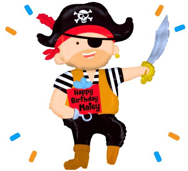Happy Birthday Matey Piraat Helium Ballon - Gevuld Met Helium - 99 cm - Ballonnenshop.nl