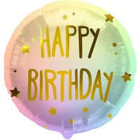 Happy Birthday Ombre & Sterren Folie Ballon - 46 cm - Ballonnenshop.nl