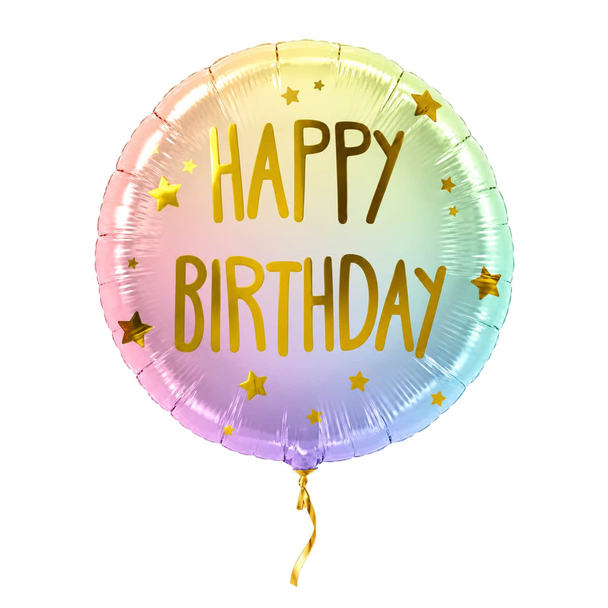 Happy Birthday Ombre & Sterren – met helium gevuld, met gouden lint