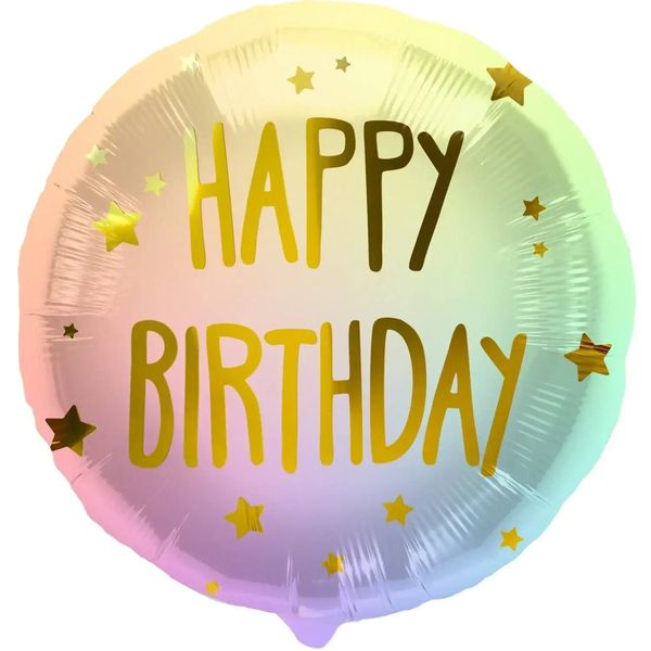 Happy Birthday Ombre & Sterren Helium Ballon - Gevuld Met Helium - 46 cm - Ballonnenshop.nl