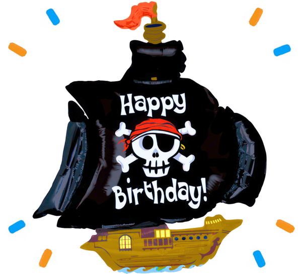 Happy Birthday Piratenschip Helium Ballon - Gevuld Met Helium - 86 cm - Ballonnenshop.nl