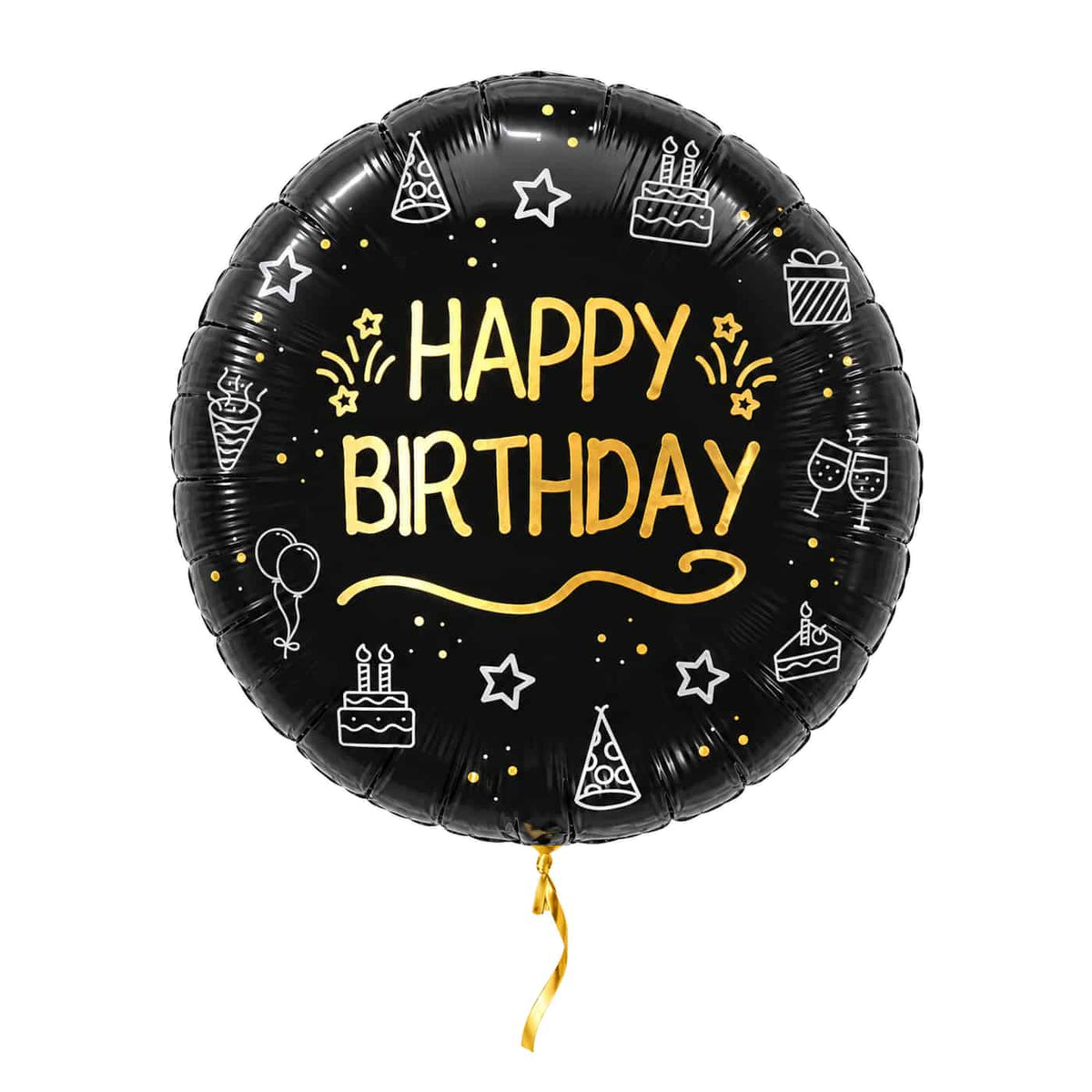 Happy Birthday Shining Glam – met helium gevuld, met gouden lint