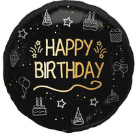 Happy Birthday Shining Glam Helium Ballon - Gevuld Met Helium - 46 cm - Ballonnenshop.nl