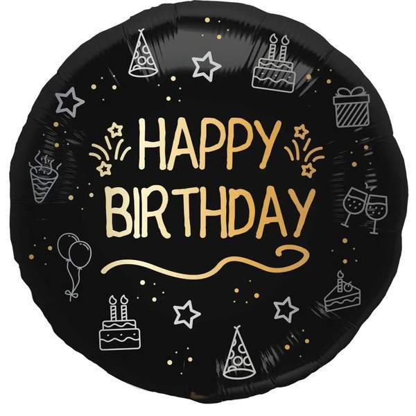 Happy Birthday Shining Glam Helium Ballon - Gevuld Met Helium - 46 cm - Ballonnenshop.nl