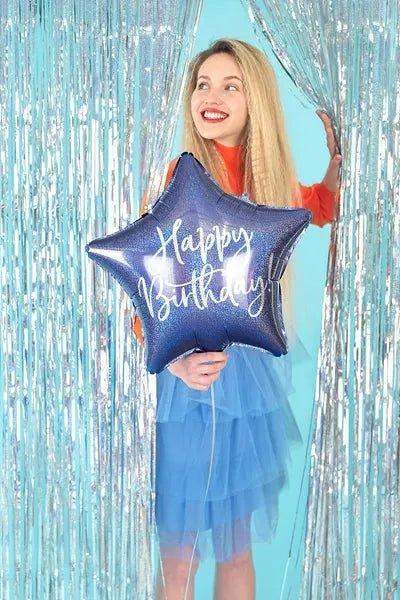 Happy Birthday Ster Folie Ballon Blauw 40 cm - Ballonnenshop.nl