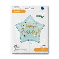 Happy Birthday Ster Folie Ballon Licht Blauw 45 cm - Ballonnenshop.nl