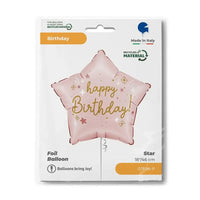 Happy Birthday Ster Folie Ballon Licht Roze 45 cm - Ballonnenshop.nl
