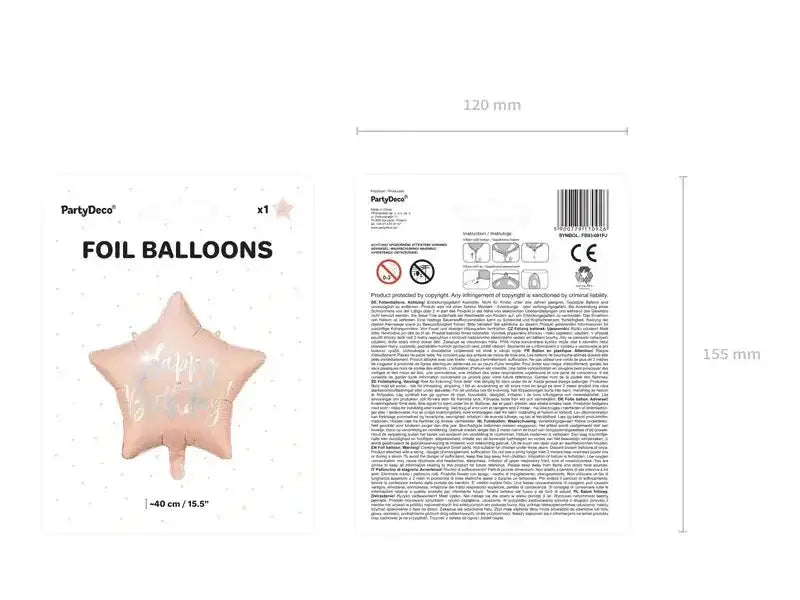 Happy Birthday Ster Folie Ballon Roze 40 cm - Ballonnenshop.nl