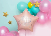 Happy Birthday Ster Folie Ballon Roze 40 cm - Ballonnenshop.nl