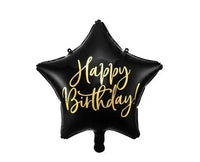 Happy Birthday Ster Folie Ballon Zwart 40 cm - Ballonnenshop.nl