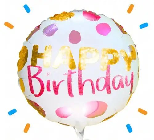 Happy Birthday Stippen Helium Ballon - Gevuld Met Helium - 46 cm - Ballonnenshop.nl