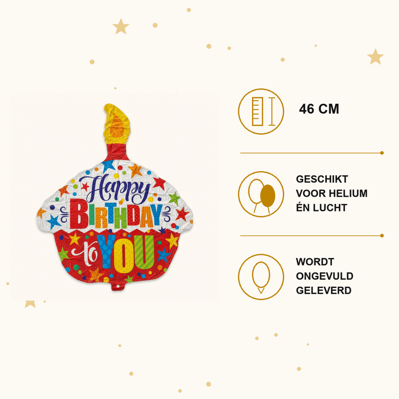 Happy Birthday To You Cupcake Folie Ballon - 46 cm - Ballonnenshop.nl