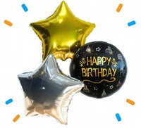 Happy Birthday Trosje Zilver/Zwart/Goud - Gevuld Met Helium - 46 cm - Ballonnenshop.nl
