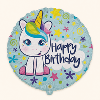 Happy Birthday Unicorn Folie Ballon - 45 cm - Ballonnenshop.nl