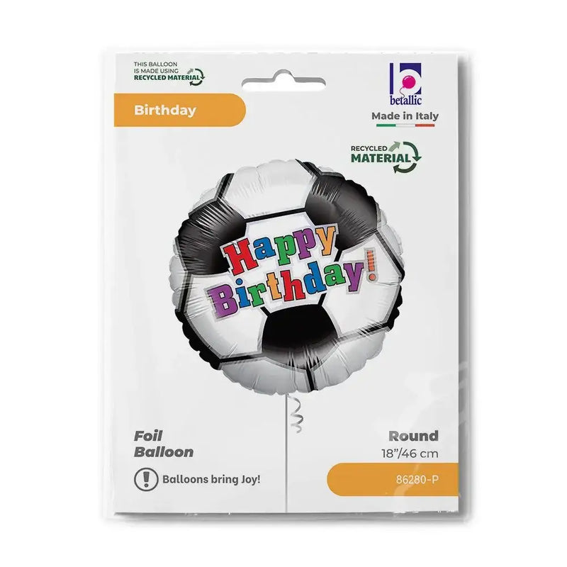 Happy Birthday Voetbal Folie Ballon - 45 cm - Ballonnenshop.nl