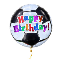 Happy Birthday Voetbal Ballon – met helium gevuld, met gouden lint