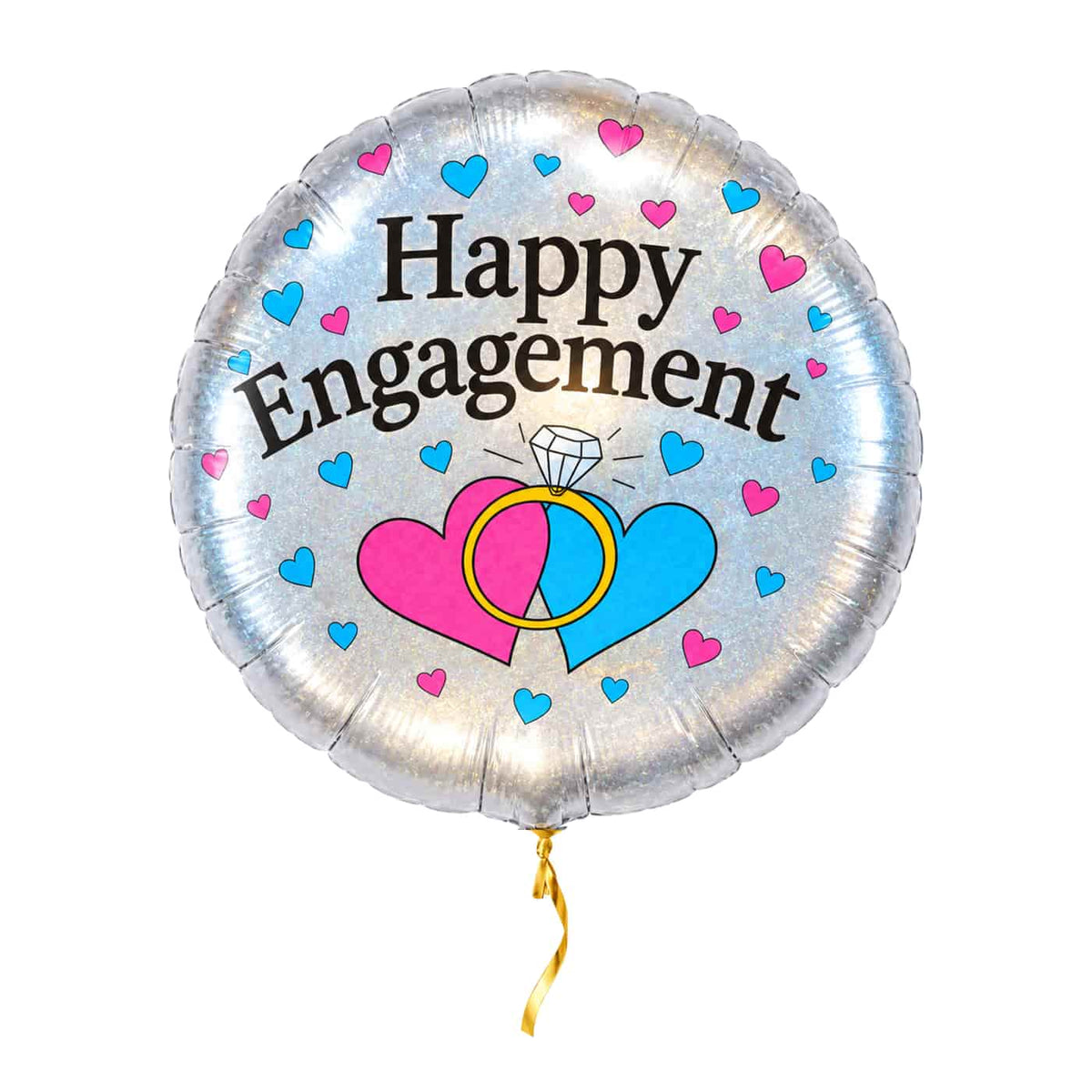 Happy Engagement Helium Ballon – met helium gevuld, met gouden lint