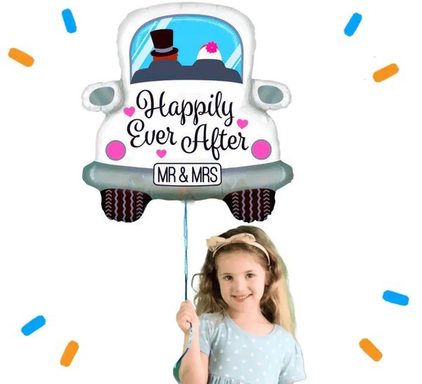Happy Ever After Auto Helium Ballon - Gevuld Met Helium - 79 cm - Ballonnenshop.nl