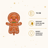 Happy Gingerbread Man Folie Ballon - kerst - 78 cm - Ballonnenshop.nl