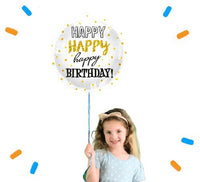 Happy Happy Happy Birthday Helium Ballon - Gevuld Met Helium - 46 cm - Ballonnenshop.nl
