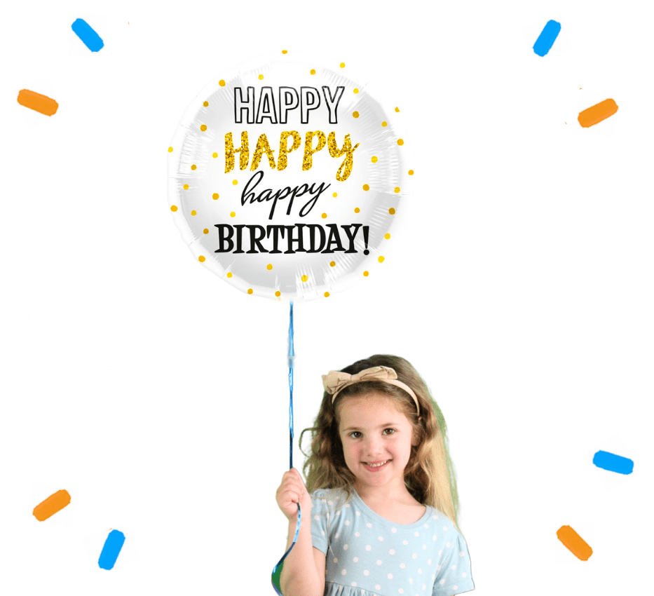 Happy Happy Happy Birthday Helium Ballon - Gevuld Met Helium - 46 cm - Ballonnenshop.nl