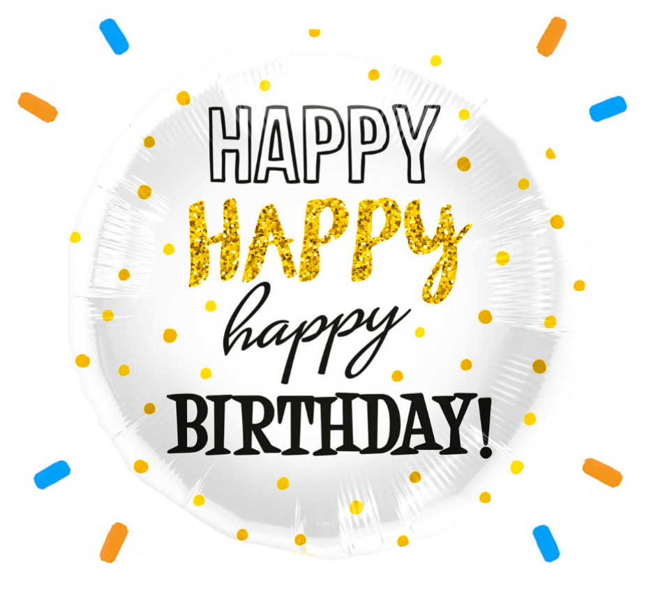 Happy Happy Happy Birthday Helium Ballon - Gevuld Met Helium - 46 cm - Ballonnenshop.nl