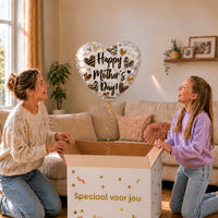 Happy Mother's Day hartballon van 46 cm met dierenprinthartjes bij moeder en dochter.