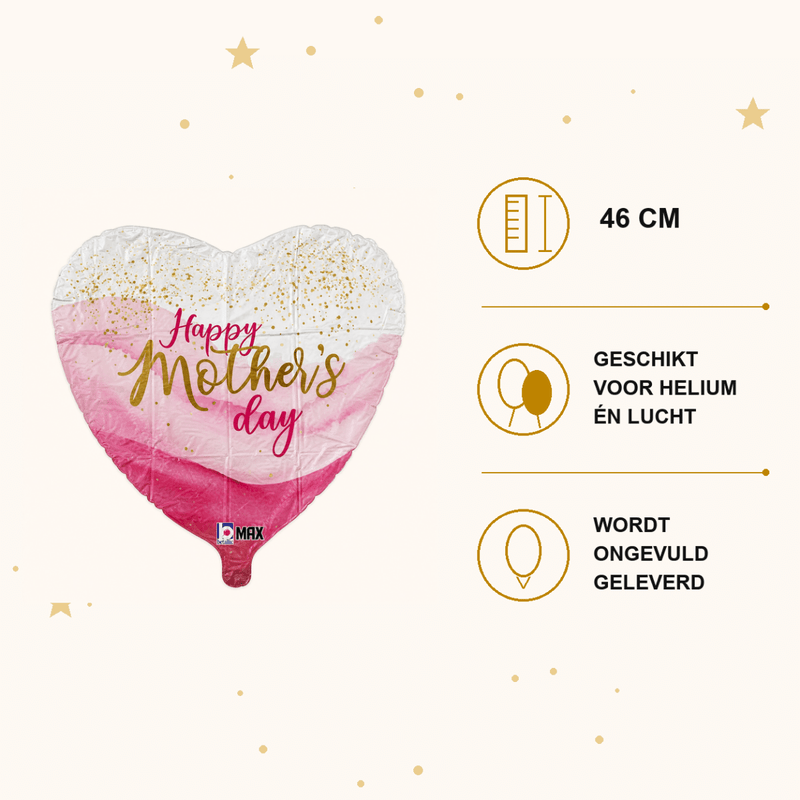 Happy Mother's Day Pretty Pink Folie Ballon - 46 cm - Ballonnenshop.nl