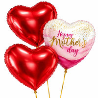 Mother's Day Pretty Pink Tros – heliumgevulde ballonnen met dunne gouden lintjes op een witte achtergrond