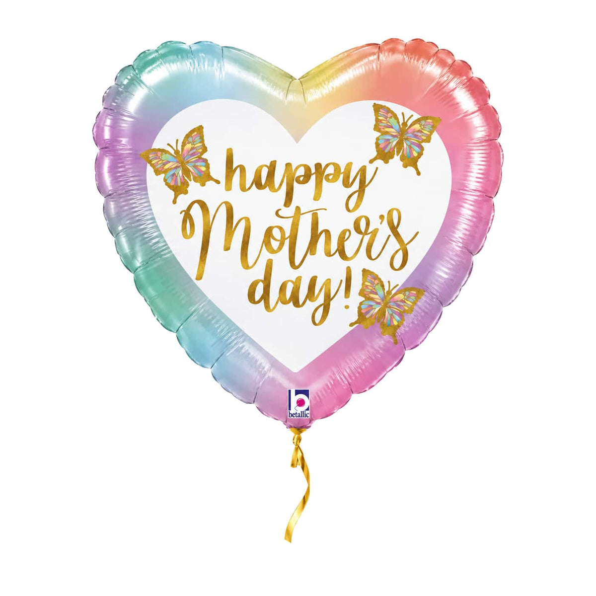 Happy Mother's Day Vlinders – met helium gevuld, met gouden lint