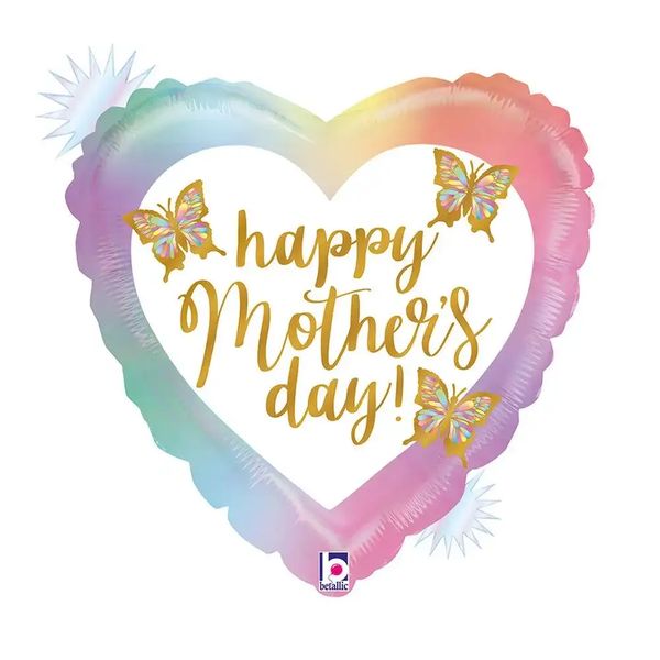 Happy Mother's Day Vlinders Helium Ballon - Gevuld Met Helium - 46 cm - Ballonnenshop.nl