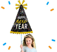 Happy New Year Feesthoed Helium Ballon - Gevuld Met Helium - 81 cm - Ballonnenshop.nl