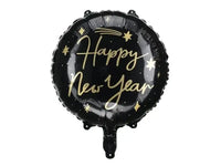 Happy New Year Folie Ballon Zwart 45 cm - Ballonnenshop.nl